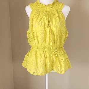 Womens Eyelet peplum top.